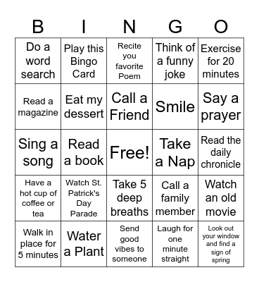 Full card Bingo Card