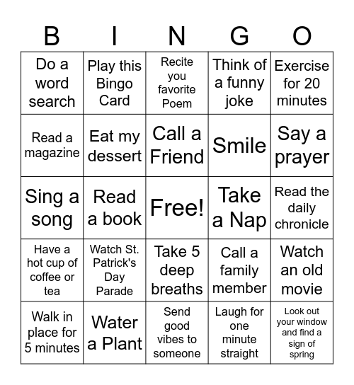 Full card Bingo Card