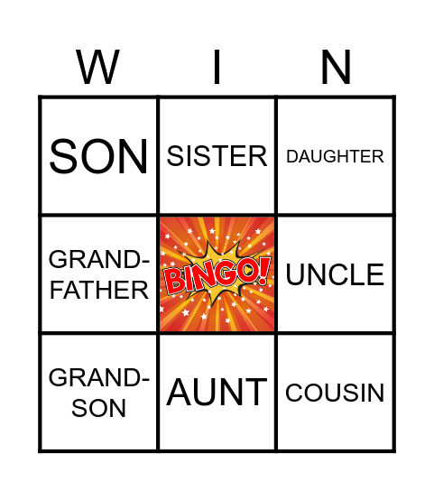 Family Bingo Card