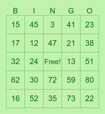 St. Patrick's Day Bingo Card