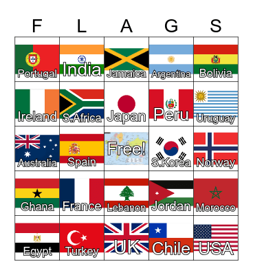 COUNTRIES Bingo Card