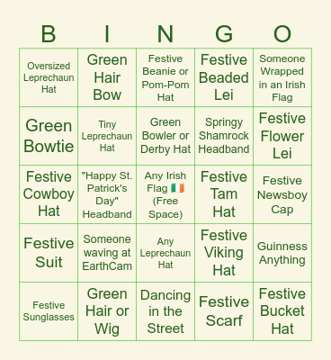 DublinCam St. Patrick's Day Bingo 🍀 Bingo Card