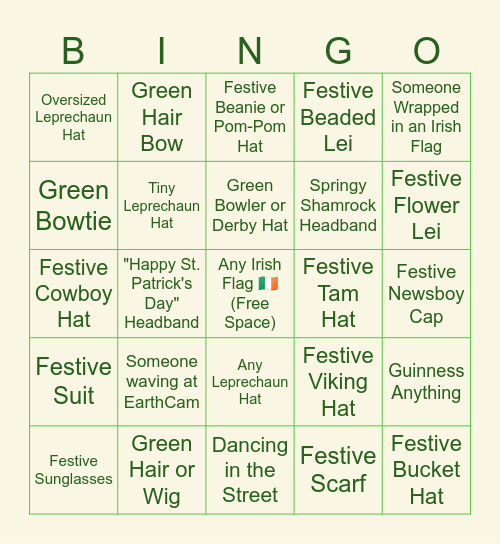 DublinCam St. Patrick's Day Bingo 🍀 Bingo Card