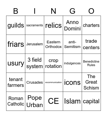 7.3-7.4 Bingo Card