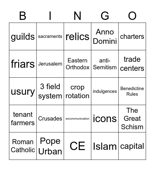 7.3-7.4 Bingo Card