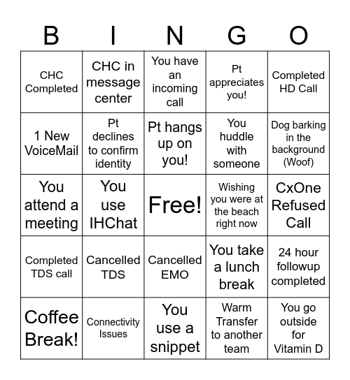 IH Clin Nav BINGO Card