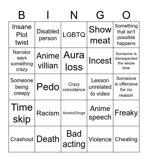 TT bingo Card