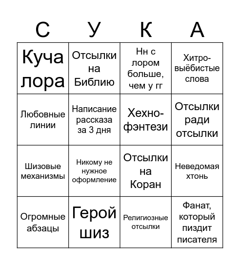 А ваш [ВСТАВЬТЕ СЛОВО] не Иноземье? Bingo Card