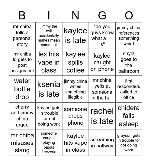 Mr Chiba's 30-1 English bingo Card