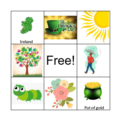 St. Patrick's Day ASL bingo Game Bingo Card