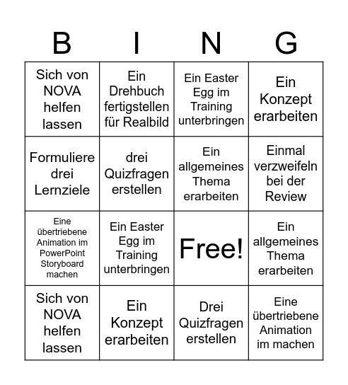 Konzeption Bingo Card
