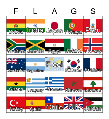 COUNTRIES Bingo Card