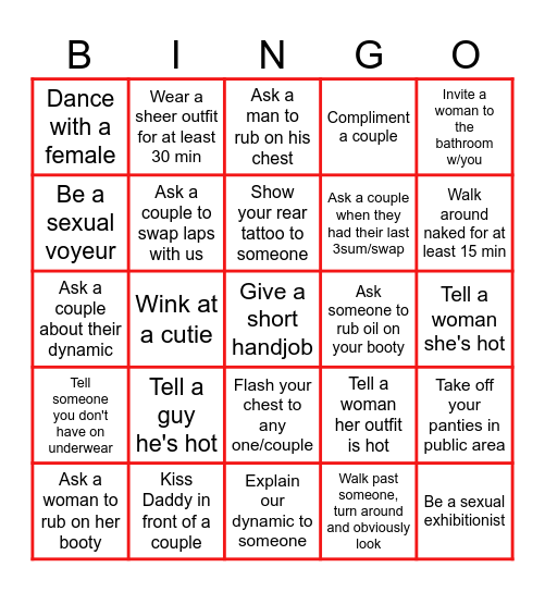 Confidence and Flirting   (2 drink max, 2 couple minimum) Bingo Card