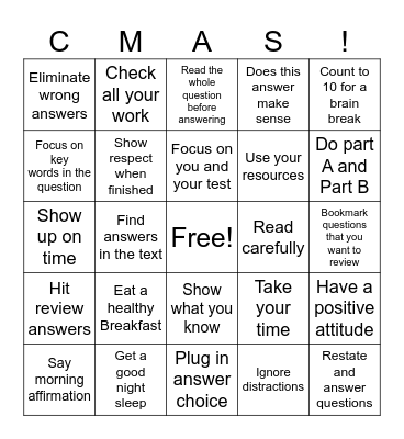 Rock the CMAS! Bingo Card