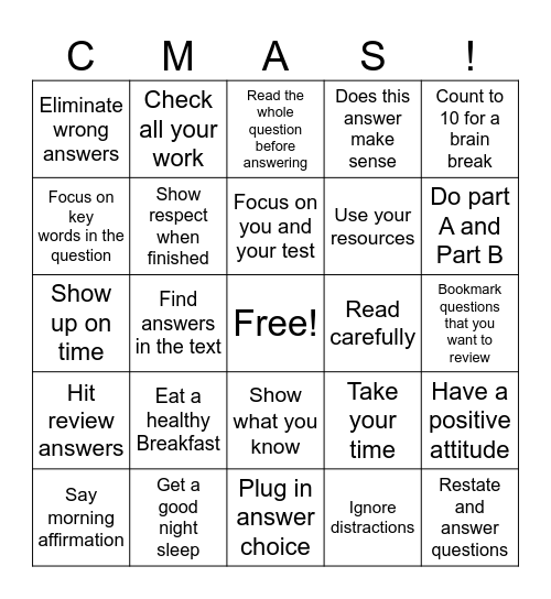 Rock the CMAS! Bingo Card