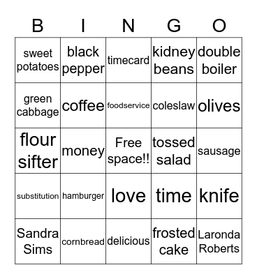 NATIONAL FOODSERVICE WEEK 2016 Bingo Card