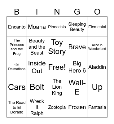 Disney Bingo Card