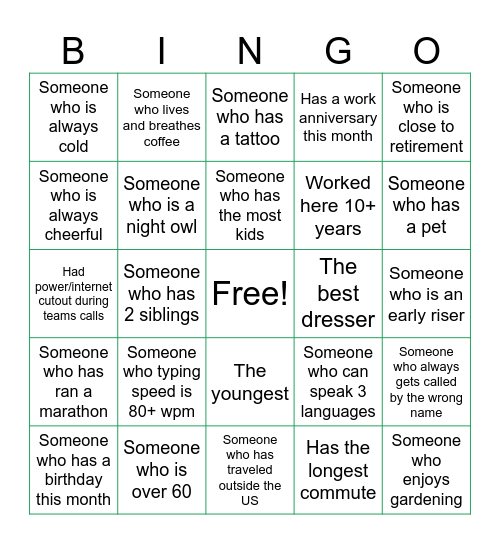 OFFICE Bingo Card