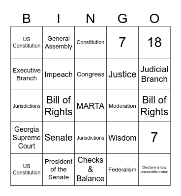 Government Bingo Card