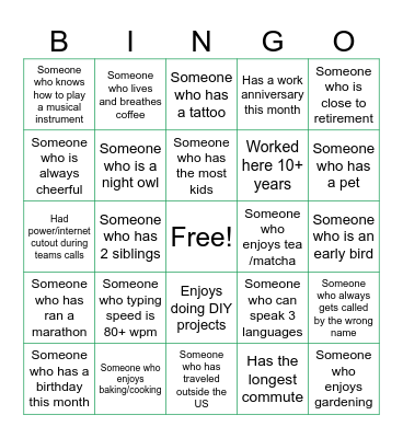OFFICE Bingo Card