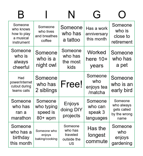 OFFICE Bingo Card