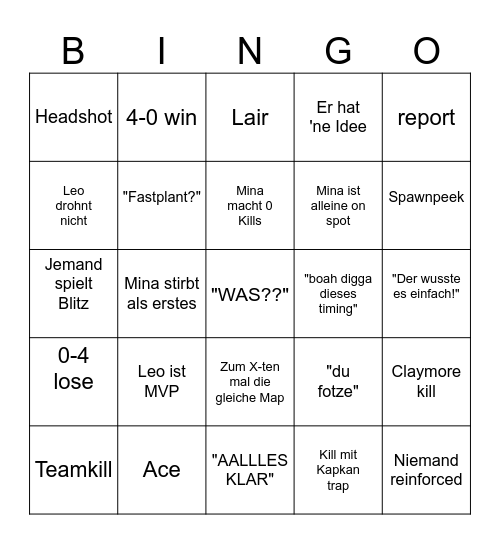 R6 Bingo Card