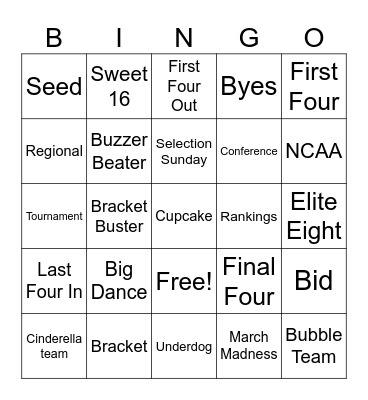 March Madness BINGO Card