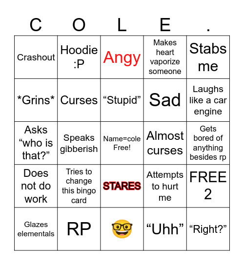 Coley Oley Roley Poley Holy Guacamoley Bingo Card