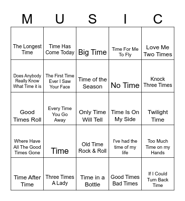 Time Bingo Card