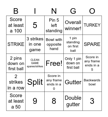 YPN BOWLING BINGO Card