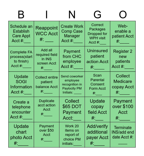 Registration Bingo(WIC) Bingo Card