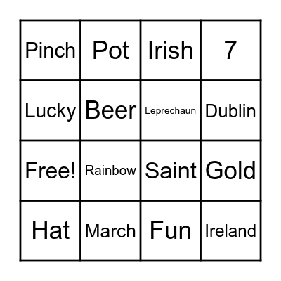 Happy St. Patrick's Day Bingo Card