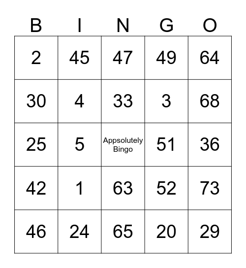 Appsolutely Bingo Card