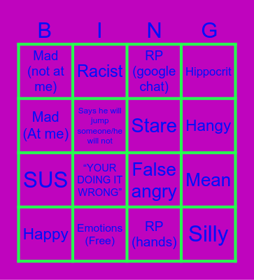 VINCENTS EMOTIONS Bingo Card