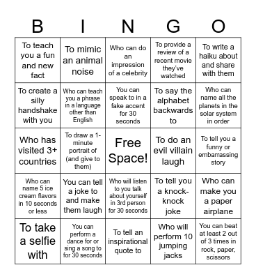 Find Someone... Bingo Card