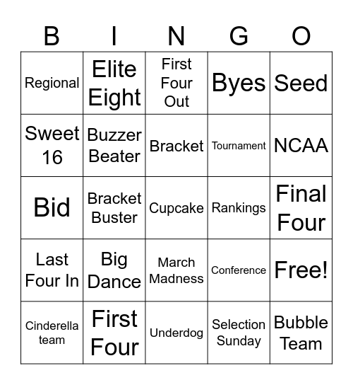 March Madness BINGO Card