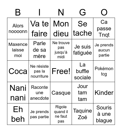 Carellingo Bingo Card
