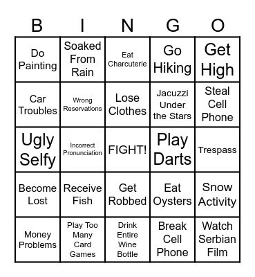 Travel Bingo Card