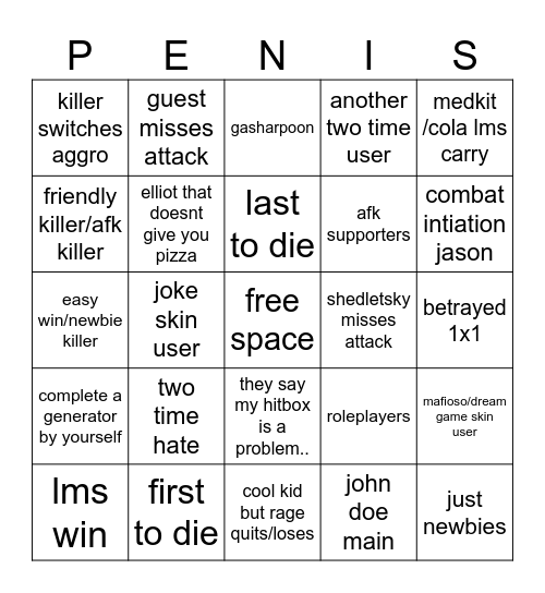two time forsaken bingo Card