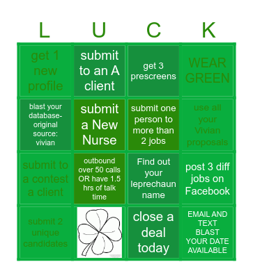 AW Companies Inc St. Patrick's Day Bingo Card