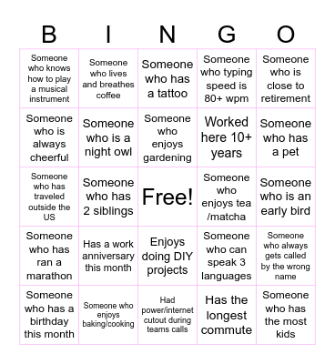 OFFICE Bingo Card