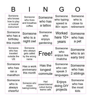 OFFICE Bingo Card