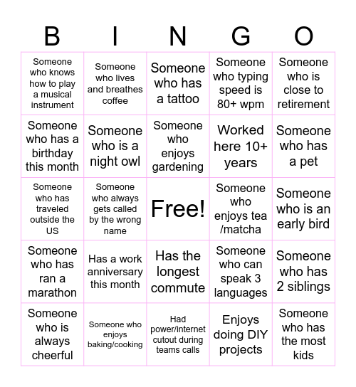 OFFICE Bingo Card