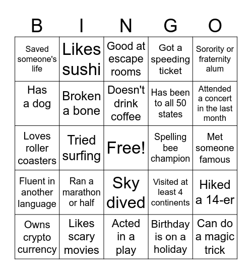 EMT Bingo Card
