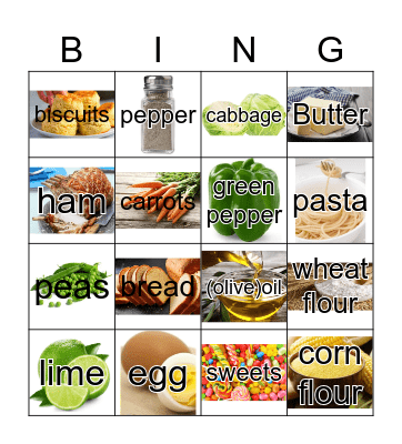 Food Vocabulary Bingo Card