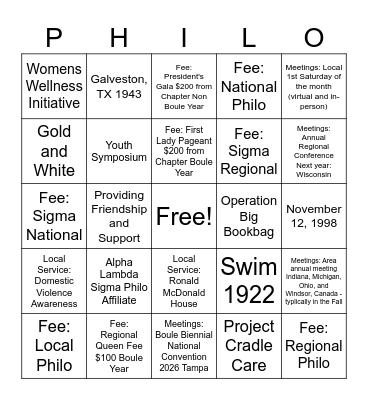 Module II Bingo Card