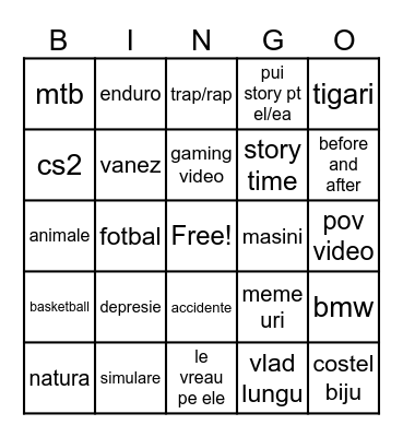 bing bong Bingo Card