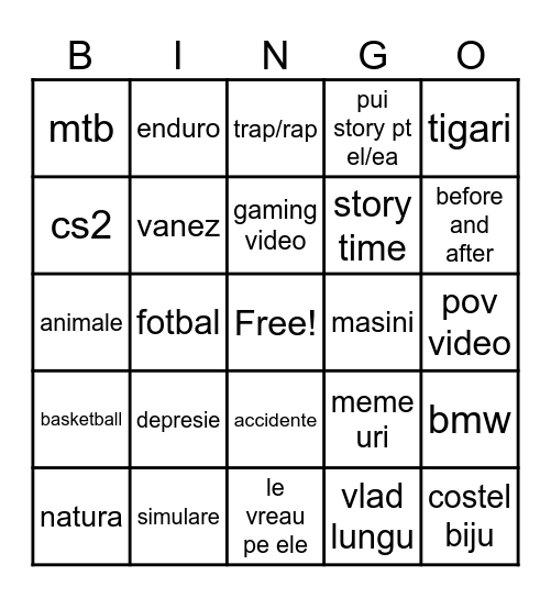 bing bong Bingo Card