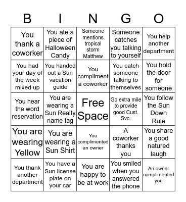 National Customer Service Week Bingo Card