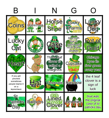 Happy St. Patricks Day Bingo Card
